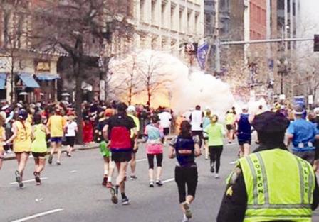 لقطة لحادث التفجير في بوسطن الأمريكية